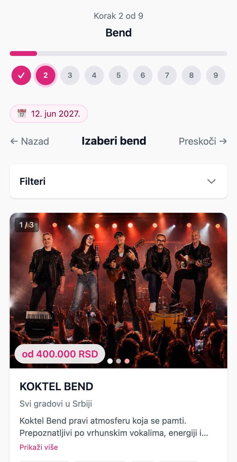 Korak 2 - izbor benda