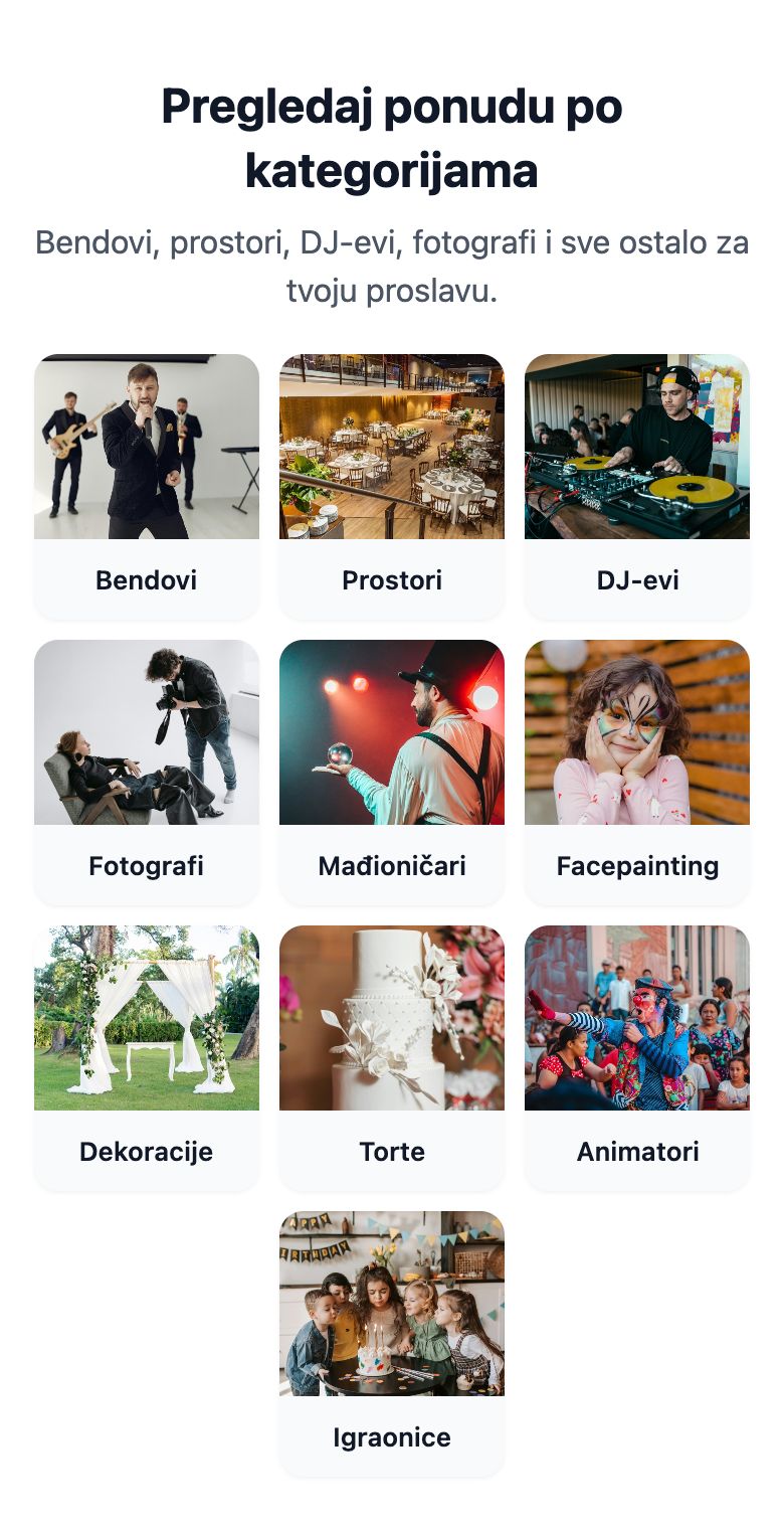 Pregledaj ponudu po kategorijama - Proslavimo.rs