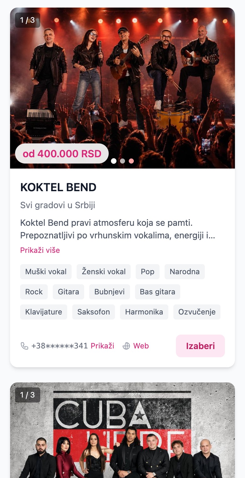 Kartica ponuđača u kategoriji